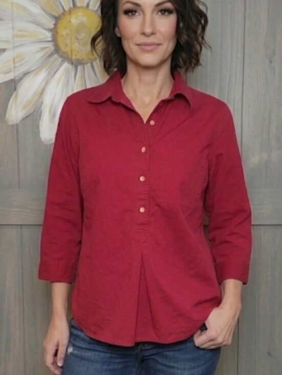 Talbots Tops - 100% Cotton Vintage Talbots Shirt Button Down Size X 10/12 Red Western